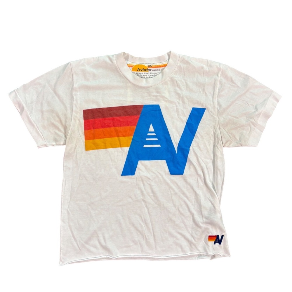 Aviator Nation Logo Tee Size XS Cropped Single Stitch Shirt